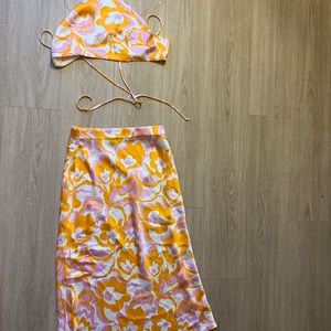 Two piece top and skirt set